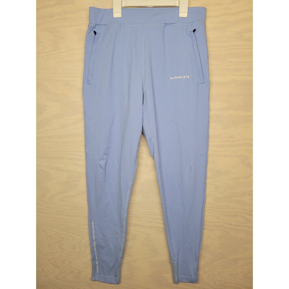 Alphalete Women's Size Large Leggings Blue Zip Pockets Elastic Waist Athletic